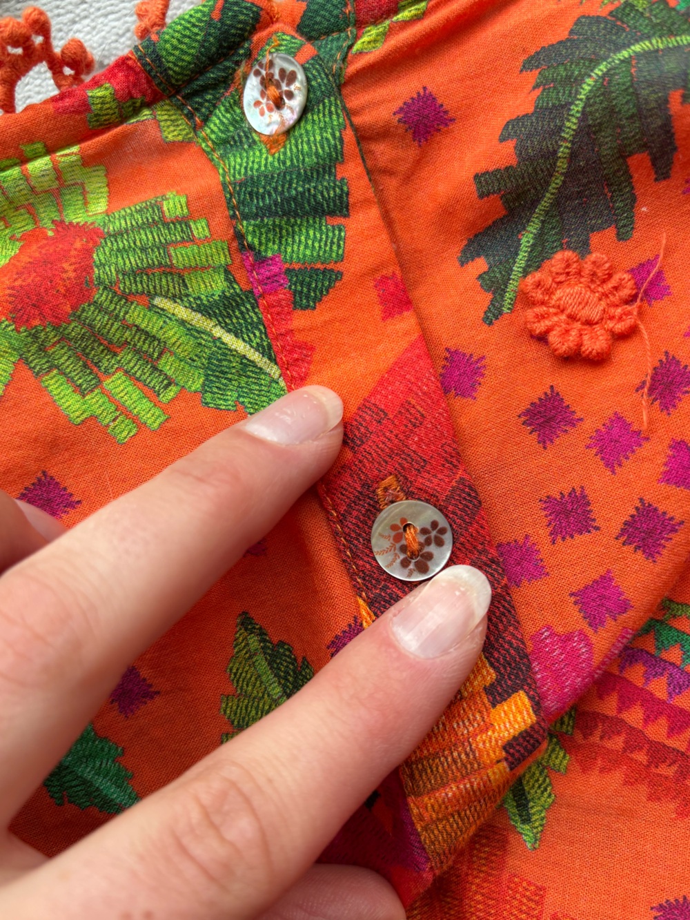 FARM RIO Cotton Blooming Garden Blouse Orange Floral Size Small - Picture 8 of 12
